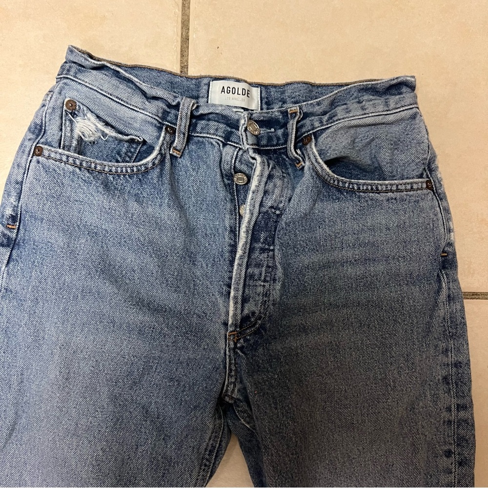 Agolde Blue Button Fly Jeans - Picture 3 of 11